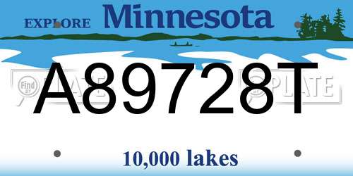 A89728T Minnesota License Plate