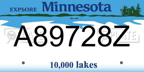 A89728Z Minnesota License Plate