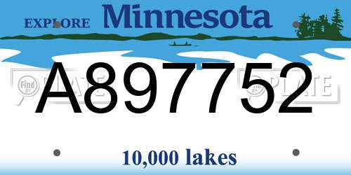 A897752 Minnesota License Plate
