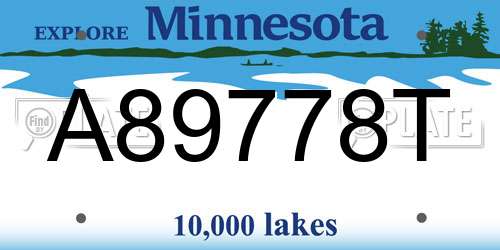 A89778T Minnesota License Plate