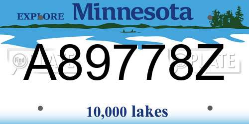 A89778Z Minnesota License Plate