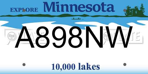 A898NW Minnesota License Plate