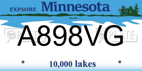 A898VG Minnesota License Plate