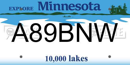 A89BNW Minnesota License Plate