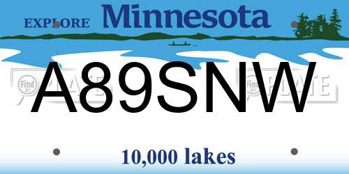 A89SNW Minnesota License Plate