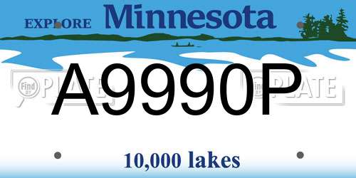 A9990P Minnesota License Plate