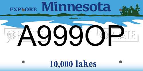 A999OP Minnesota License Plate