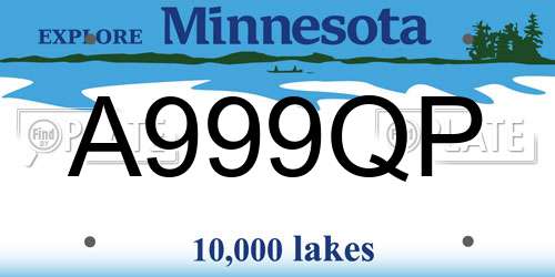 A999QP Minnesota License Plate