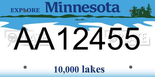 AA12455 Minnesota License Plate