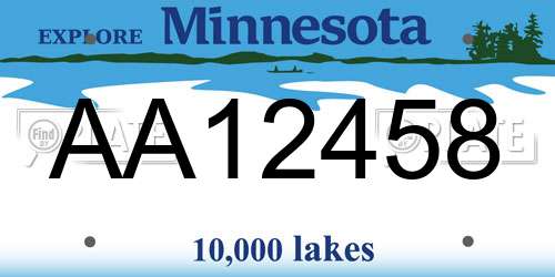 AA12458 Minnesota License Plate