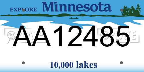 AA12485 Minnesota License Plate