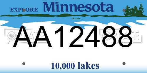 AA12488 Minnesota License Plate