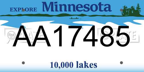 AA17485 Minnesota License Plate