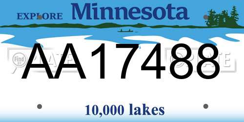 AA17488 Minnesota License Plate