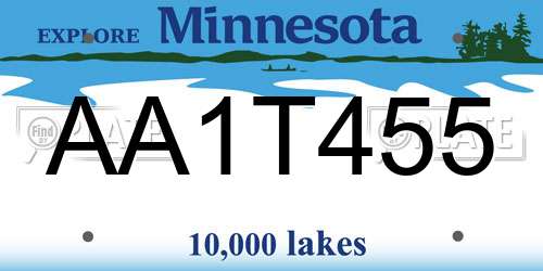 AA1T455 Minnesota License Plate