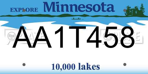 AA1T458 Minnesota License Plate