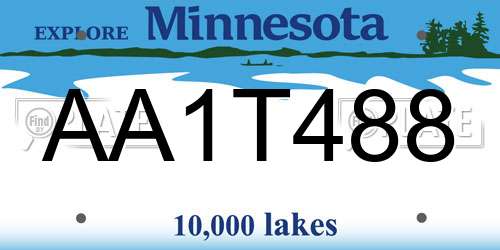 AA1T488 Minnesota License Plate
