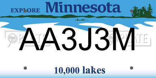 AA3J3M Minnesota License Plate