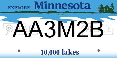 AA3M2B Minnesota License Plate