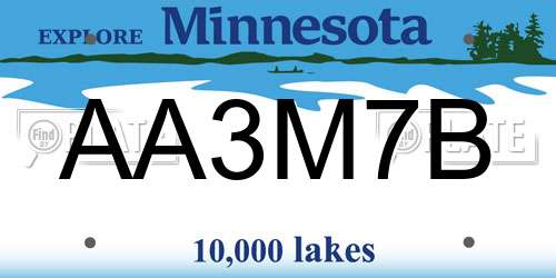 AA3M7B Minnesota License Plate