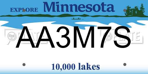 AA3M7S Minnesota License Plate