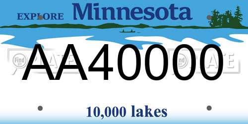 AA40000 Minnesota License Plate