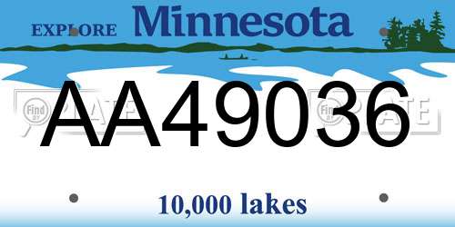 AA49036 Minnesota License Plate