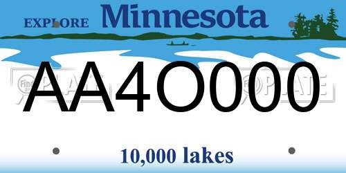 AA4O000 Minnesota License Plate