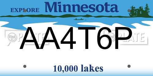 AA4T6P Minnesota License Plate