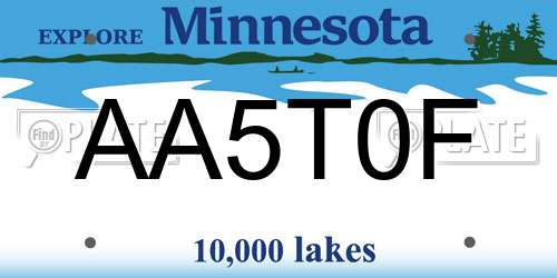 AA5T0F Minnesota License Plate