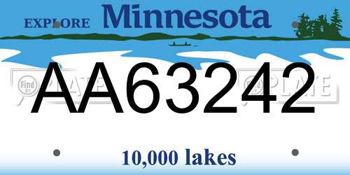 AA63242 Minnesota License Plate