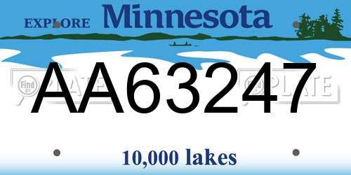 AA63247 Minnesota License Plate