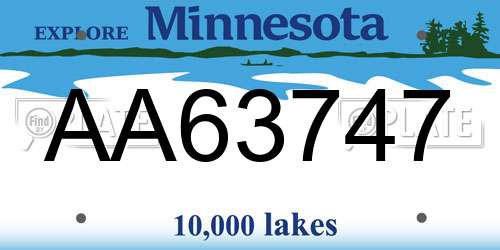 AA63747 Minnesota License Plate