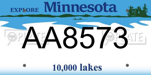 AA8573 Minnesota License Plate