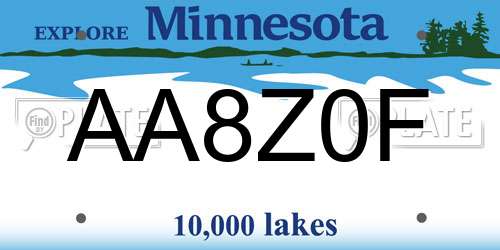 AA8Z0F Minnesota License Plate