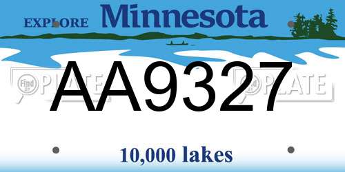 AA9327 Minnesota License Plate