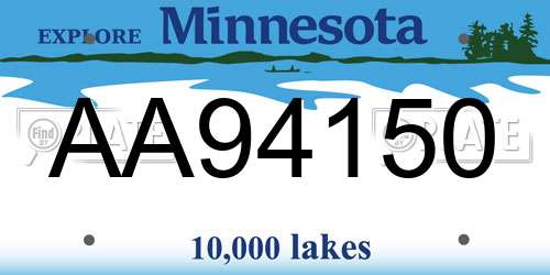 AA94150 Minnesota License Plate