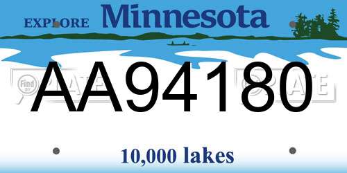 AA94180 Minnesota License Plate
