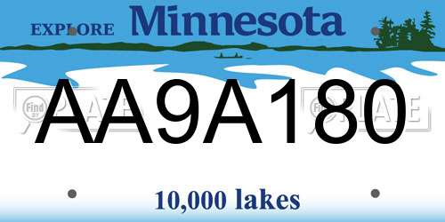AA9A180 Minnesota License Plate