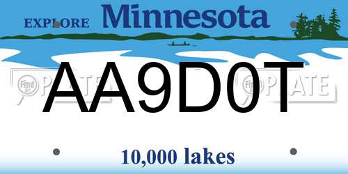 AA9D0T Minnesota License Plate