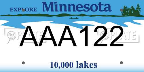 AAA122 Minnesota License Plate