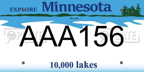 AAA156 Minnesota License Plate