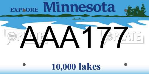AAA177 Minnesota License Plate