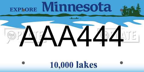 AAA444 Minnesota License Plate