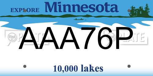 AAA76P Minnesota License Plate