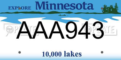 AAA943 Minnesota License Plate