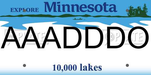 AAADDDO Minnesota License Plate