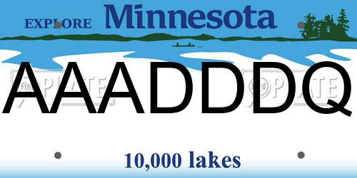 AAADDDQ Minnesota License Plate