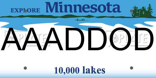 AAADDOD Minnesota License Plate