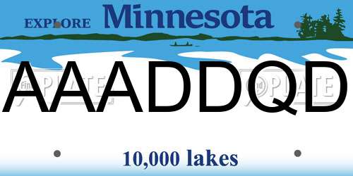 AAADDQD Minnesota License Plate